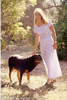 young woman and dog