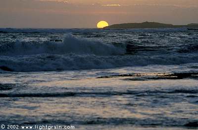 waves in sunset